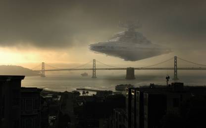 Movie Star Wars Star Destroyer Ship Landing New York HD Wallpaper Background Paper Print