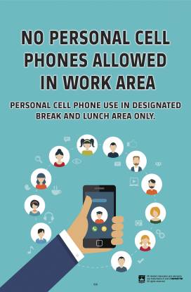 No Personal Cell Phones Allowed In Work Area Quote, Framed Poster for Home & Office Fine Art Print