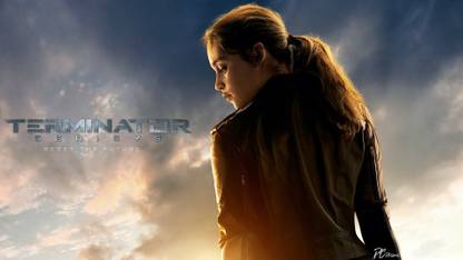 Movie Terminator Genisys Fan Art Poster Emilia Clarke Sarah Connor Terminator HD Wall Poster Paper Print