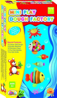 Gripix Mini Play Dough Factory SPercial Features: 6 Colour Soft Dough, Extruder Machine, 6 Extrusion Caps, 2 Fun Doh Moulds, Fun Doh Knife. Party & Fun Board Game