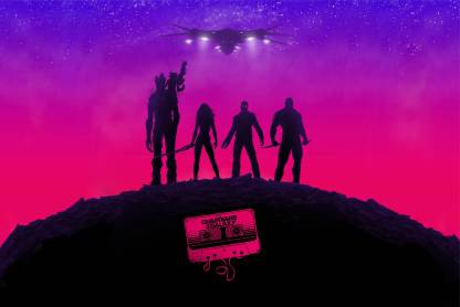 Guardians of the Galaxy All Characters With Plane Premium Poster (Premium Fanart, Marvel Studios ,12 x 18 inches , Superhero , Fantasy/Science Fiction) Paper Print