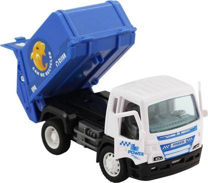 Fancy Pull Back Engineering Construction MCD Garbage Truck (White, Blue)