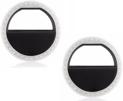 FKU Set of 2 Selfie Ring Light, HuntGold New Battery Powered 3 level Brightness Adjustment Clips On Fill LED Circle Light for 1 lx Camera LED Light