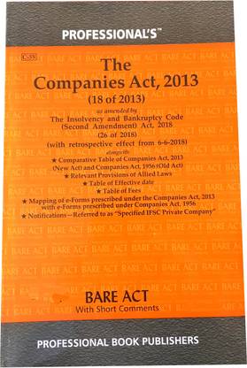 The Companies Act 2013, Bare Act - Professional Book Publishers