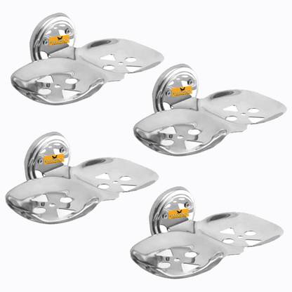 Salonica Double Soap Dish | Soap Holder Stand Stainless Steel Set of 4 PCs