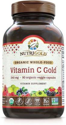 Nutrigold Organic Whole-Food Vitamin C Gold' -- 240 mg - 90 Organic Veggie Capsules