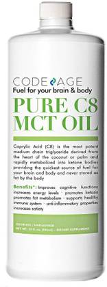 Code Age Premium 100% Pure C8 Caprylic Acid MCT Oil For The Ketogenic Lifestyle - 32oz