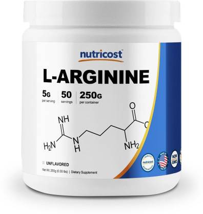 Nutricost L-Arginine (250 Grams) - Pure L-Arginine Powder - 5000mg Per Serving; 50 Servings