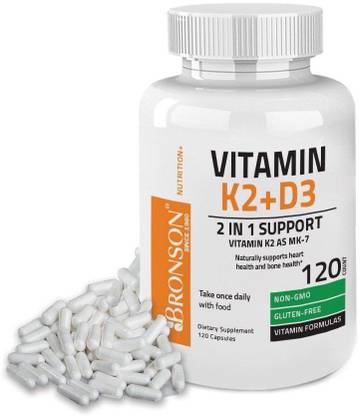 Bronson Vitamins Vitamin K2 (MK7) with D3 Supplement - Vitamin D & K Complex Premium120 Capsules