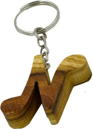 faynci Alphabet Personalized N Wooden Key Chain Key Chain