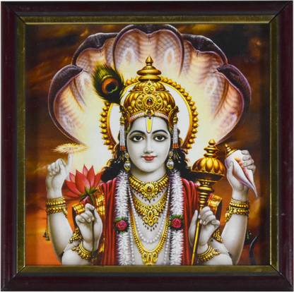 Chaque Decor Black Frame God Vishnu Texture Paper Art Print WithGlass
