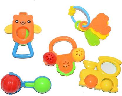 Vibgyor Vibes Lovely Mixed Colourful Non Toxic Rattles for Babies, Toddlers, Infants, Child (Pack of 5) (Multi Color) Rattle