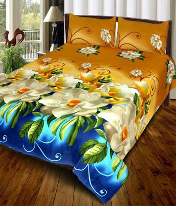 Home Pictures Microfiber Double Flat 120 TC Floral Bedsheet