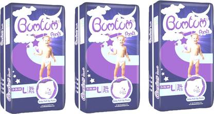 BUMTUM BABY PULL-UP DIAPER PANTS (34X3 = 102 PCS) LARGE SIZE FOR BABY WEIGHT 9-14 KG - L