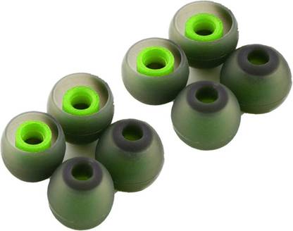 YTM 8 Pcs (4 Pair) Green , Grey Double Color Original Silicone Rubber Earbuds Eartips Earpads Earplugs for Replacement in Earphones In The Ear Headphone Cushion