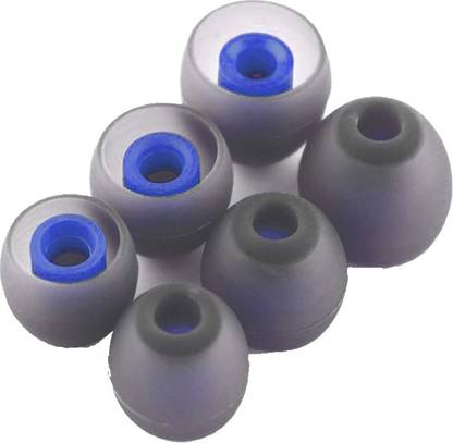 YTM 6 Pcs (3 Pair) Blue , Grey Double Color Silicon Earbuds, Eartips (Size-M) In The Ear In The Ear Headphone Cushion