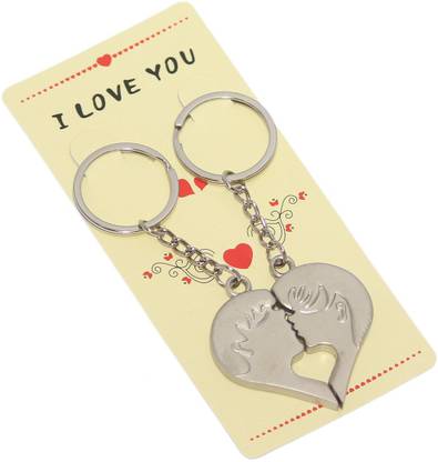 Aura 1 Pair Heart Boy Girl Kissing Romantic Set Key Chain