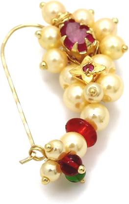 Divastri Cubic Zirconia, Pearl Gold-plated, Copper Plated Copper Nathiya