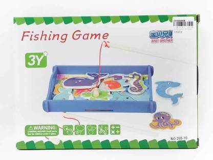 Simple Days Magnetic Wooden Fishing Game with 12 Sea Animals & 2 Rods_ Catch & Count Digital Fishing Board Game