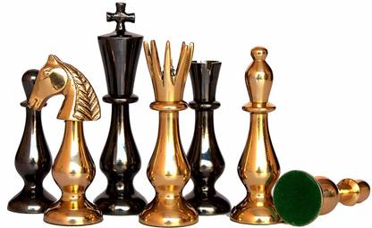 Chessncrafts BRAS METAL CLASSICAL CHESS PIECES COINS SET KING HEIGHT 3.5"- COLLECTORS EDITION 8.89 cm Chess Board