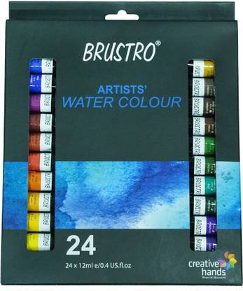 BRuSTRO Artists’ Watercolour Set of 24 Colours X 12ML Tubes