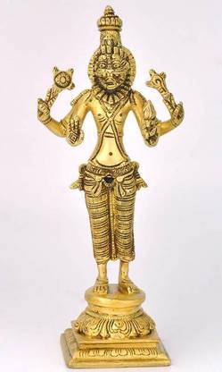 Bhunes Brass Lord Vishnu Avatar Narashima Idols | Narashima Statues - Brass Sculputure Decorative Showpiece  -  10 cm
