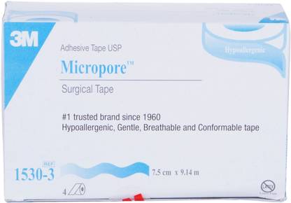 3M Micropore Tape 1530-3, 3 inch x 10 yard ,Box of 4 Adhesive Band Aid