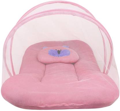 Little Velvet Bedding Set with Foldable Mattress, Mosquito Net and Pillow for New Born Babies Standard Crib
