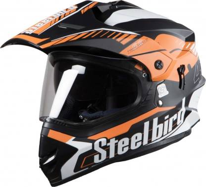 Steelbird SB-42 Airborne Mat Black With Orange+P-Cap Motorbike Helmet