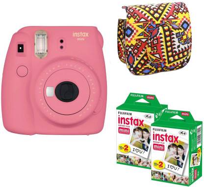 FUJIFILM Mini 9 Flamingo Pink With Bohemia Case and 40 Shots Instant Camera