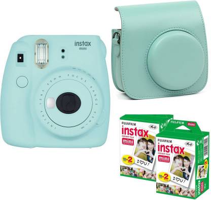 FUJIFILM Mini 9 Ice Blue With Ice Blue Case 40 Shots Instant Camera