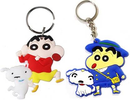 MGP FASHION Shinchan school uniforn and cute shiro crayon pvc rubber plastic single sided keyring combo Key Chain