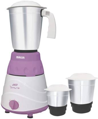 Inalsa Jazz 550 Mixer Grinder (3 Jars, Purple, White)