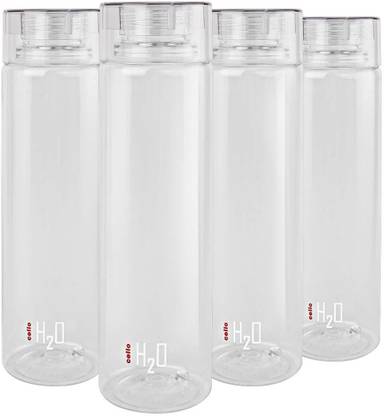 cello H2o Round Premium Plastic Water Bottle, 750ml , Set of 4, Clear 750 ml Bottle