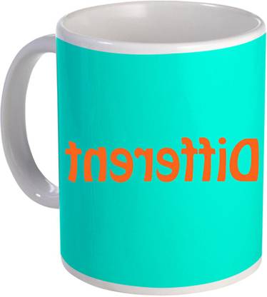 COLOR YARD best different in reverse text quote on ceramic printed coffee mug gift in multi color with sky color background Ceramic Coffee Mug