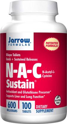 Jarrow Formulas N-A-C Sustain N-Acetyl-L-Cysteine 600 mg 100 Tablets