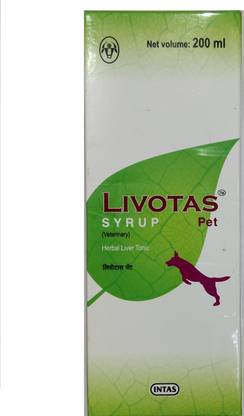 INTAS LIVOTAS syrup Herbal liver Tonic 200 ml , for vitamins , healthy growth , calcium , energy , minerals , management of important viral or bacterial infections , Improve overall performance in debility, post-deworming and convalescence period . Pet Health Supplements