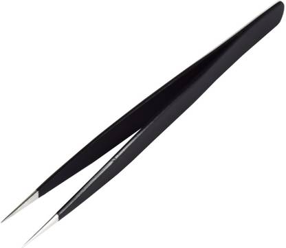 Inditrust Black Coated Stainless Steel Tweezer for eyebrow making