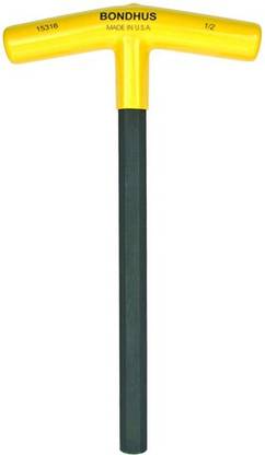 BONDHUS 15316 1/2" Hex T-Handle 9" Length Allen Key Set