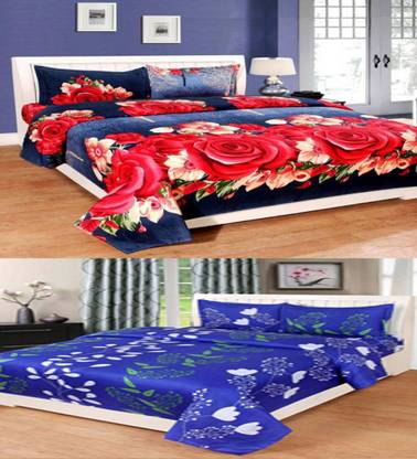 New panipat textile zone 145 TC Polycotton Double 3D Printed Flat Bedsheet