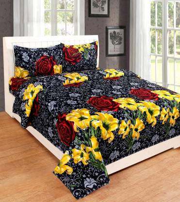 RED BEAR 144 TC Cotton Double Floral Flat Bedsheet