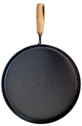 NatureLoC.com Iron Tawa With Handle, Iron Thawa Wooden Handle 10IN Tawa 24 cm diameter