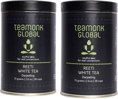 Teamonk Darjeeling Organic White Tea, 75g (38 Cups)-Pack of 2 | 100% Natural Loose Leaf Tea from Himalayas | Reeti White Tea for Glow and Immunity | Low-Caffeine & Anti-Oxidants | No Additives Unflavoured White Tea Tin