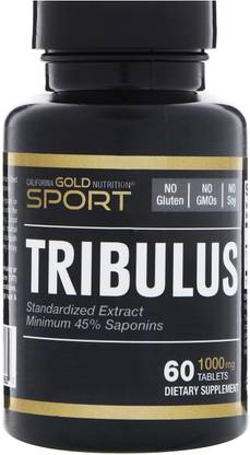 California Gold Nutrition Tribulus Standardized Extract Minimum 45% Saponins 1000 mg 60 Tablets