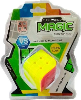 ClueSteps Super Smooth Sticker less 3X3 Magic Turn The Cube World Cube