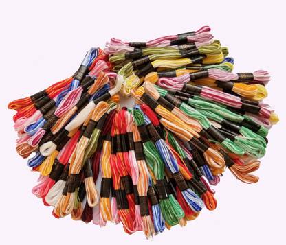 Vardhman Thread pack of 100 Double Shaded Long Stitch Threads/Embroidery Cross Stitch, Embroidery Thread