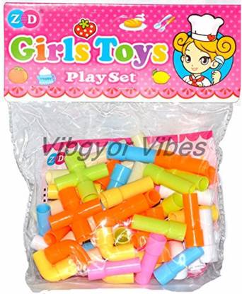 Vibgyor Vibes Magic Building Kit/Blocks- Colourful Plastic Building Pipe Bolck Kits, Connector Set. Innovative Shapes and Designs Can be Made.