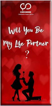 Chocodusk Will You Be My Life Partner (Red) Chocolate Bar, 85 gram Bars