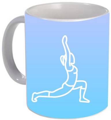 JayAmbayTraders Yoga Poses Colorful Design Printed Coffee And Tea 320ml Multicolor Ceramic Coffee Mug