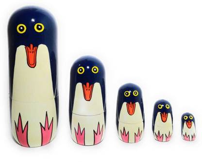 PENGUIN Russian Hand Carved Hand Painted miniature Nesting DOLL animal PENGUIN Russian Hand Carved Hand Painted miniature Nesting DOLL animal